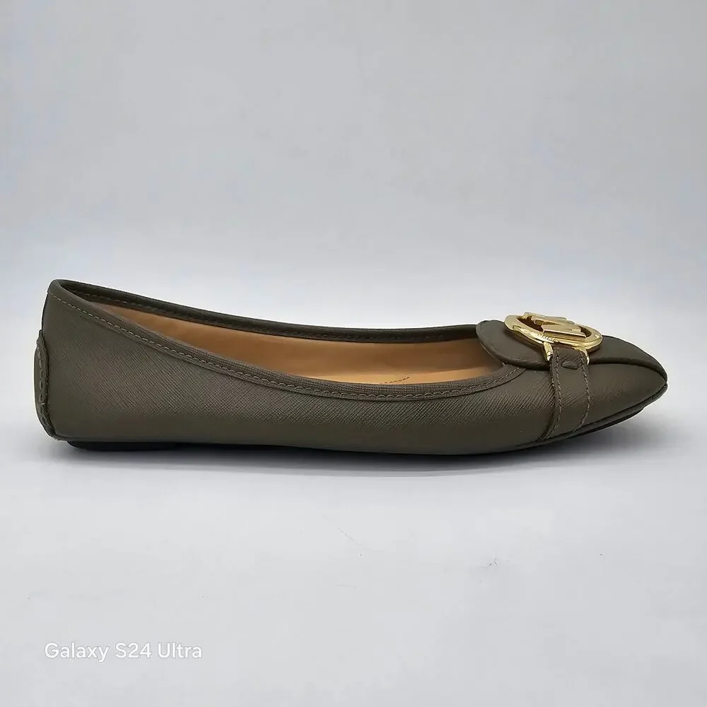 Michael Kors Ballet Flat Green Olive Slip On Moccasin Drivers Women's 7.5M
